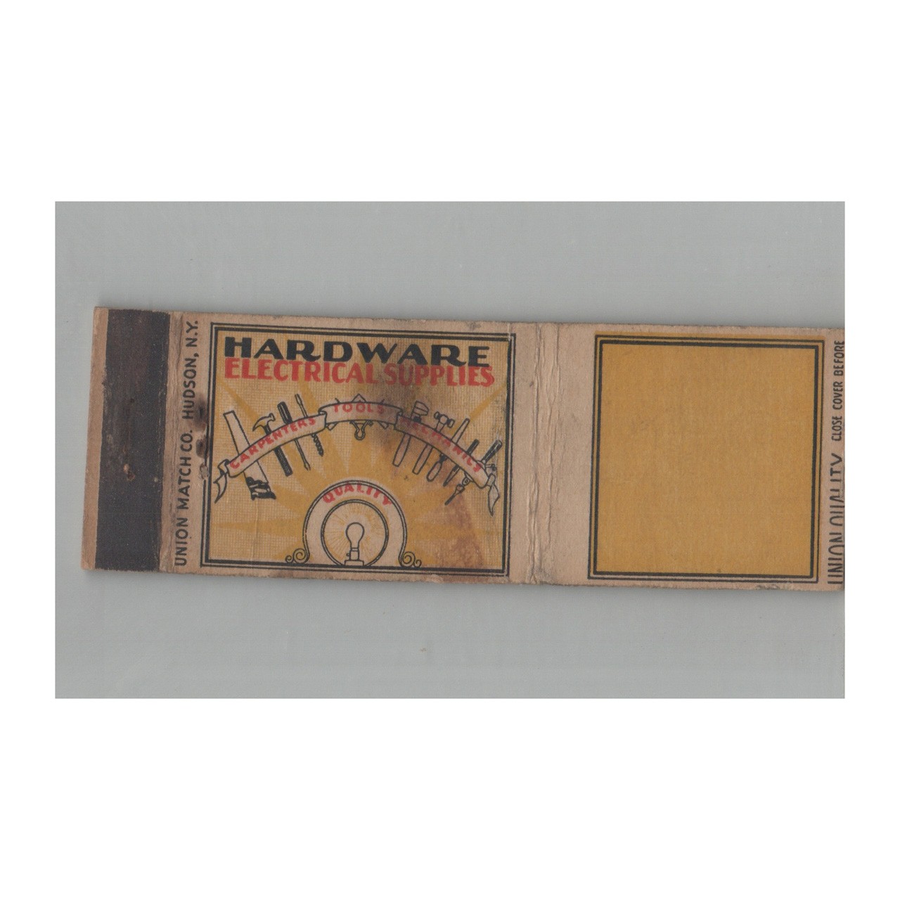 1920s Union Quality Matchbook Cover Hardware Electrical Supplies