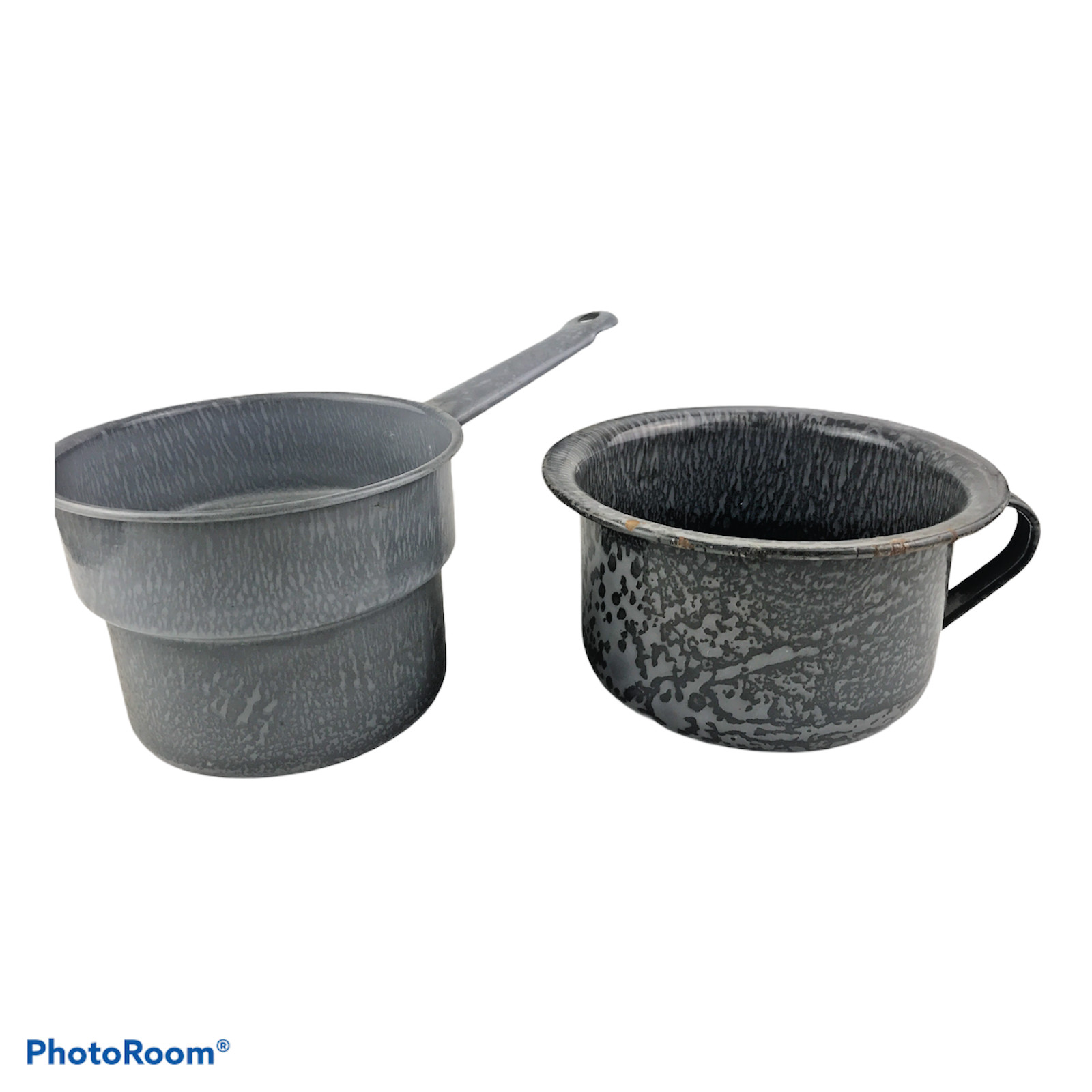 Vintage Lot of 2 Graniteware Pieces Sauce Pan Insert & Handled Bowl Vintage Lot of 2 Graniteware Pieces Sauce Pan Insert & Handled Bowl