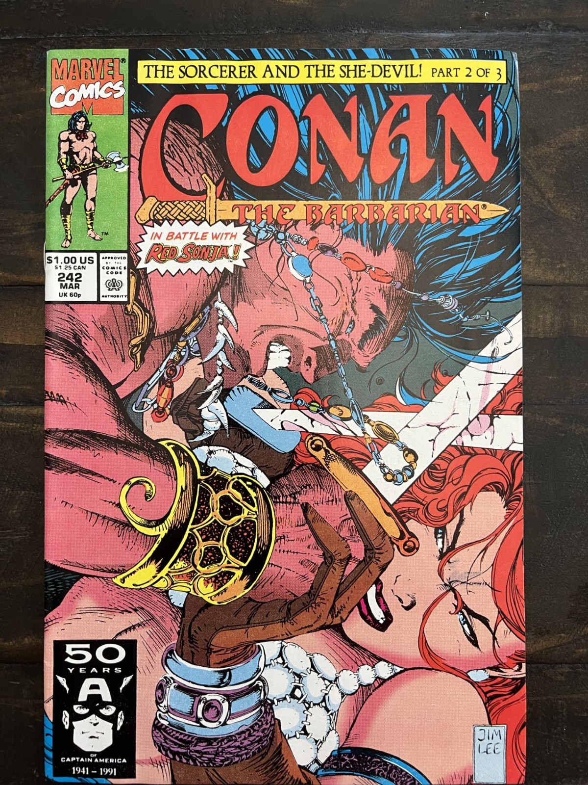 Conan the Barbarian #242 (Marvel Comics March 1991) Jim Lee Cover Red Sonja