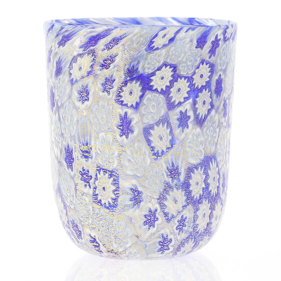 GlassOfVenice Murano Glass Tumbler - Blue Gold Millefiori