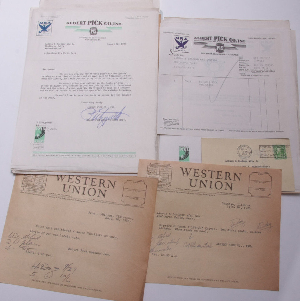 1933 Lamson Goodnow Albert Pick Chicago IL Worlds Fair Postmark Ephemera L380A