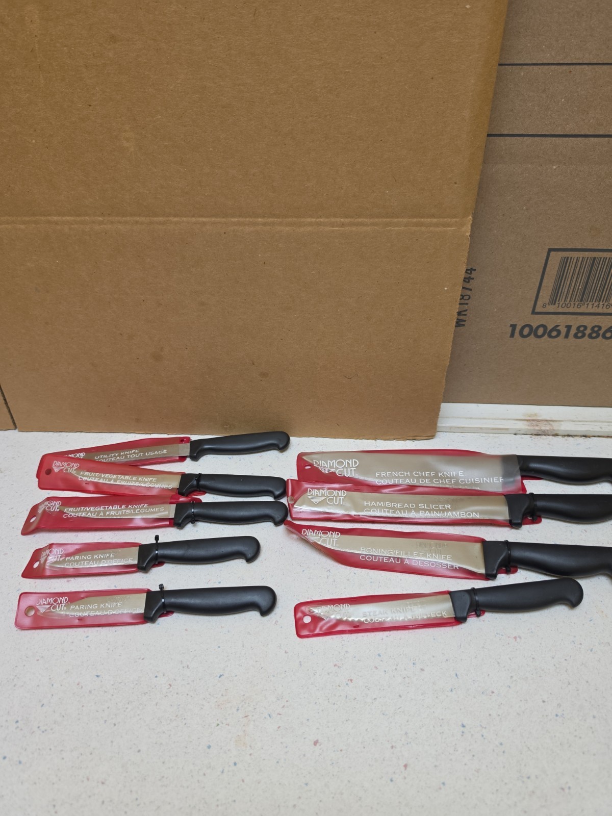 9 PIECE DIAMOND CUT  KNIFE SET New (Read Description.)
