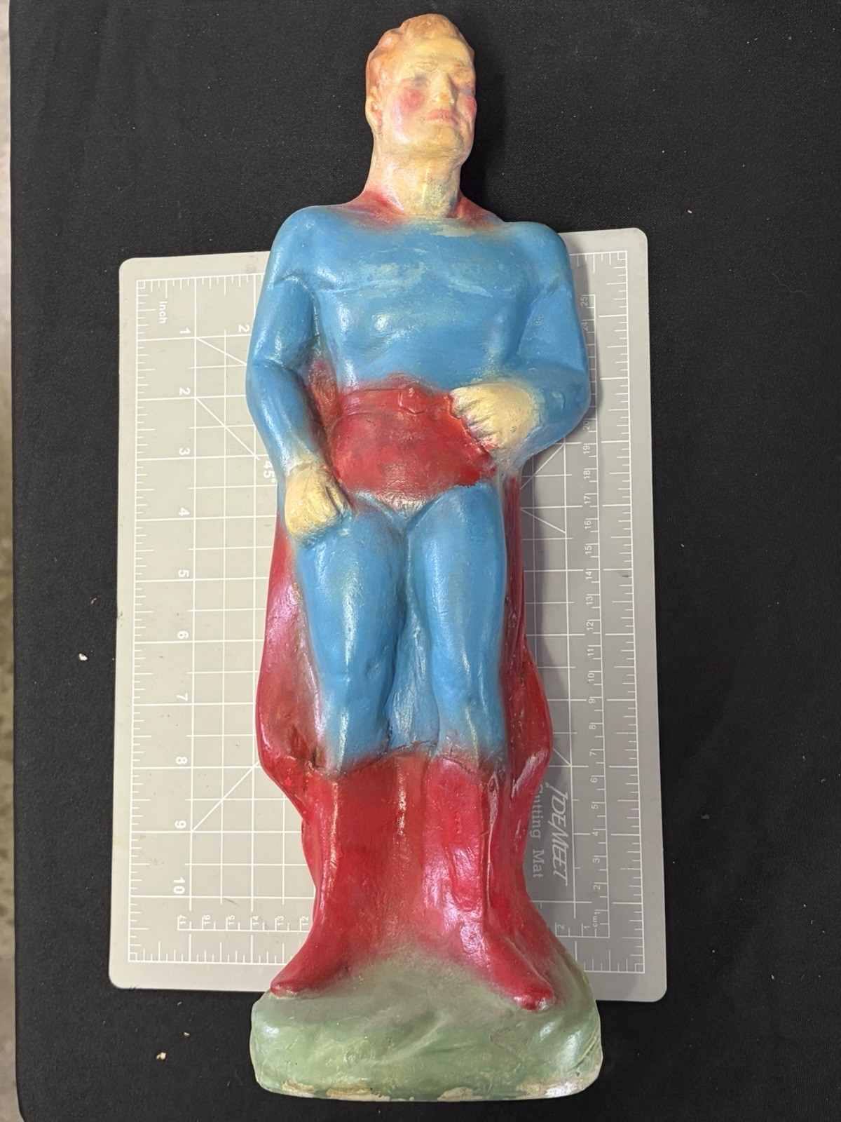 1940’s Chalkware Superman 15” RARE In Very Good Condition Central Park 1942