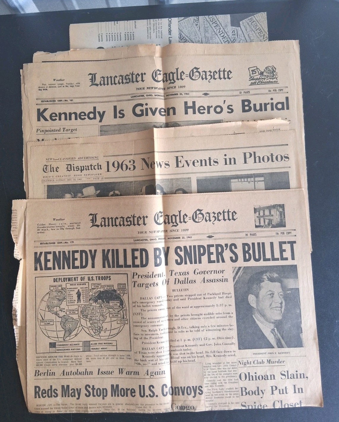 Original 1963 John Kennedy Assassination Newspaper Pages Columbus Ohio Area Original 1963 John Kennedy Assassination Newspaper Pages Columbus Ohio Area