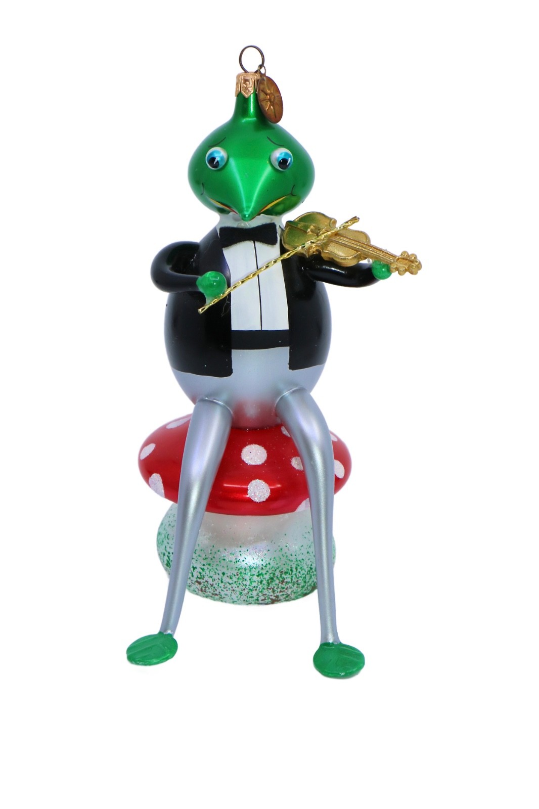 Radko Italian SWAMP STOMPER  Frog Band Christmas Ornament