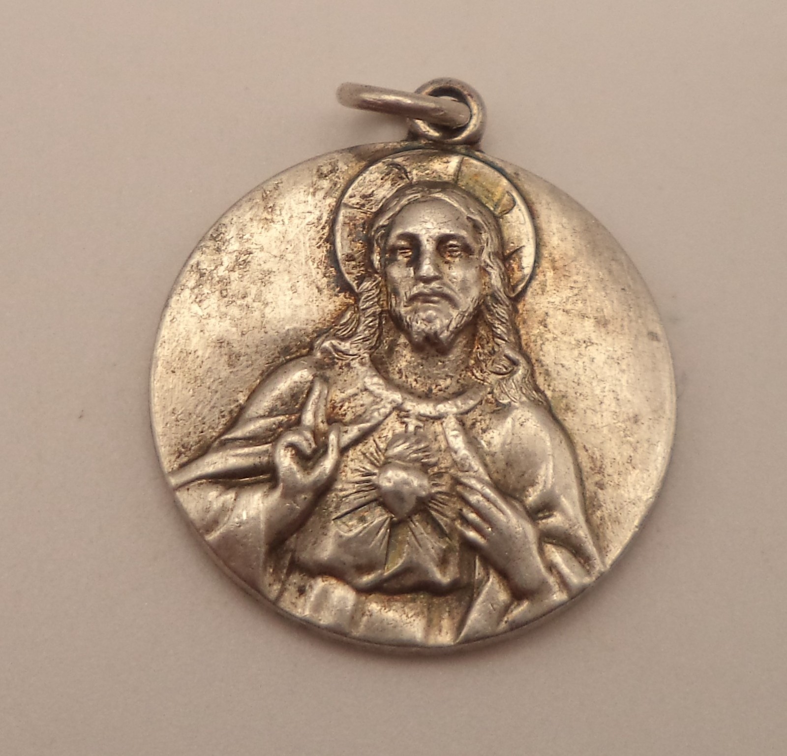 Vintage Antaya Sterling Silver Sacred Heart Jesus Mt Carmel Scapular Medal 3.51g