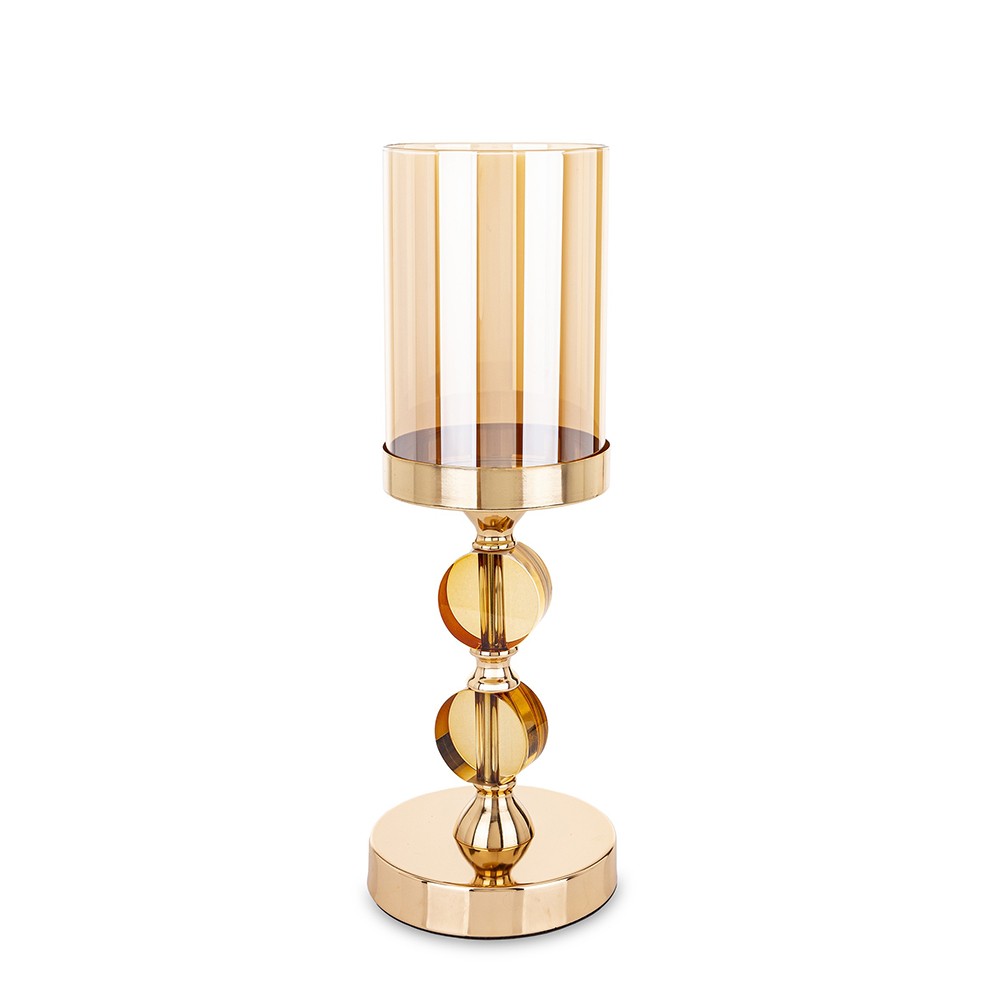 Gold Metal and Glass Candle Holder 35 x 12 x 12 cm Gold Metal and Glass Candle Holder 35 x 12 x 12 cm