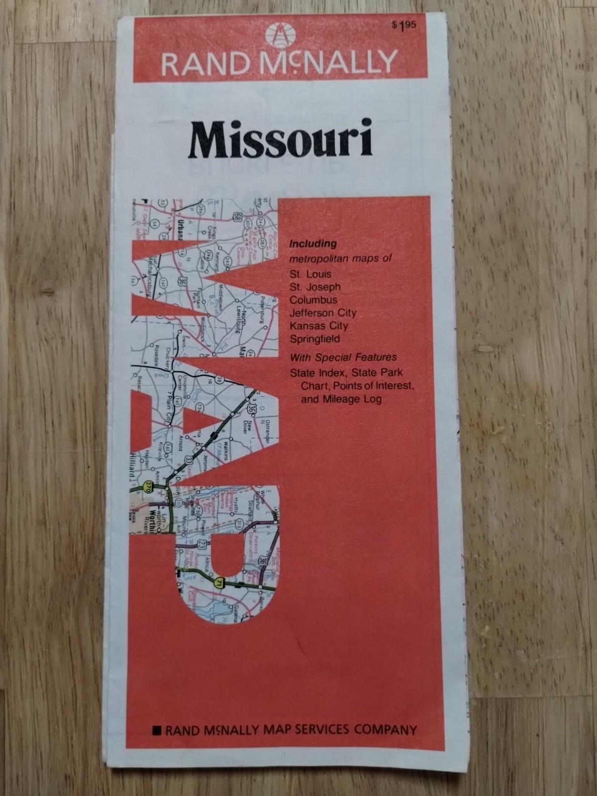 Vintage Folding Road Map Missouri c1989 Rand McNally