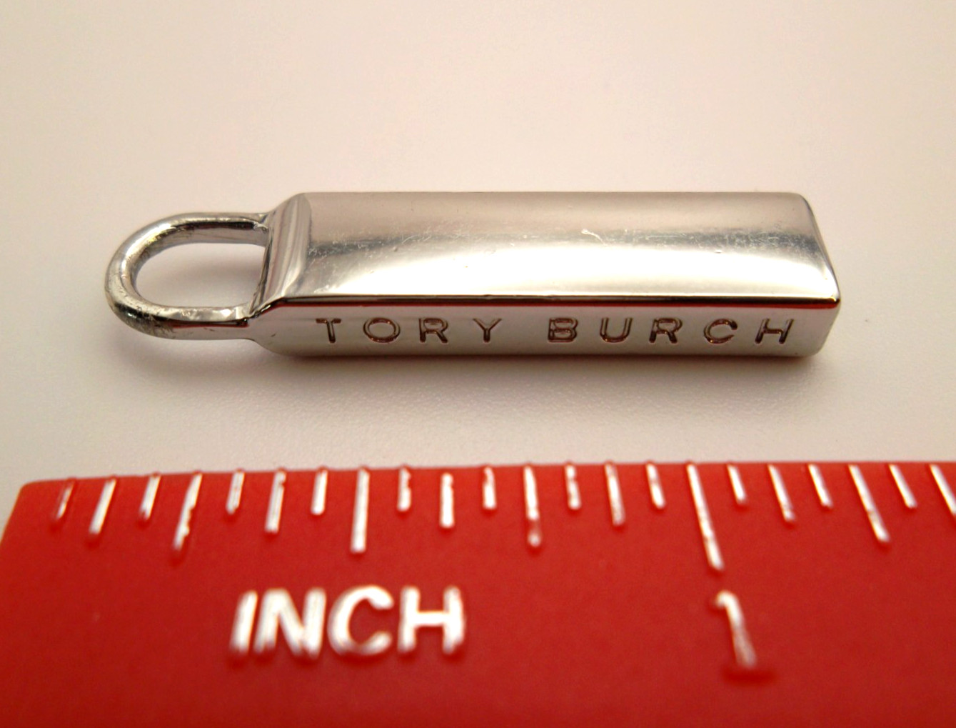 TORY BURCH replacement handbag, wallet  zipper pull silver tone, 1  1/4\