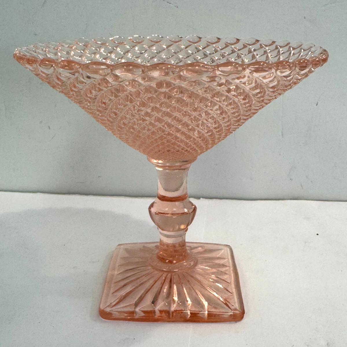 Vtg 1930’s Anchor Hocking “Miss America” Pink Depression Glass Round Compote 5\