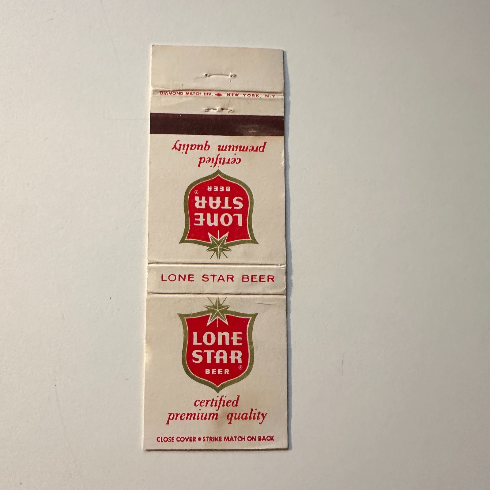 Lone Star Beer Certified Premium Quality Vintage Matchbook Cover 5MB126-1