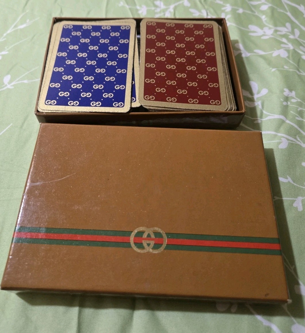 Vintage GUCCI  2 Deck Playing Cards  Blue & Red