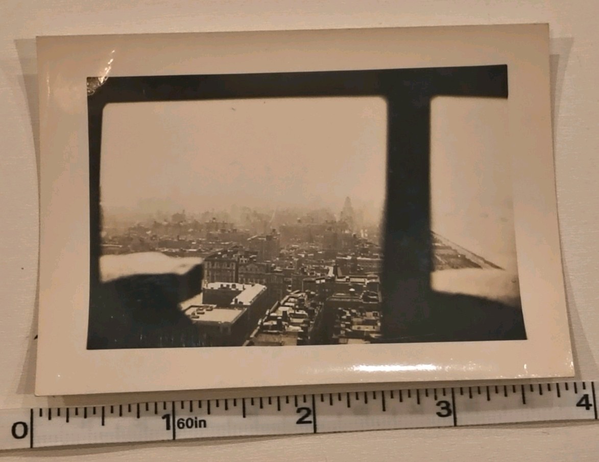 Vtg NYC Skyline View From Riverside Church Tower Manhattan B&W Snapshot Photo