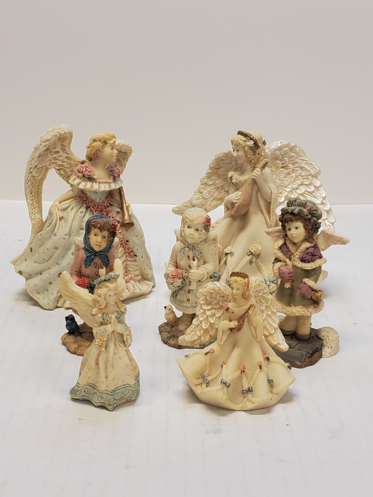 Angels Collection Figurines Set Beautiful Resin Detailed Vintage Made In USA
