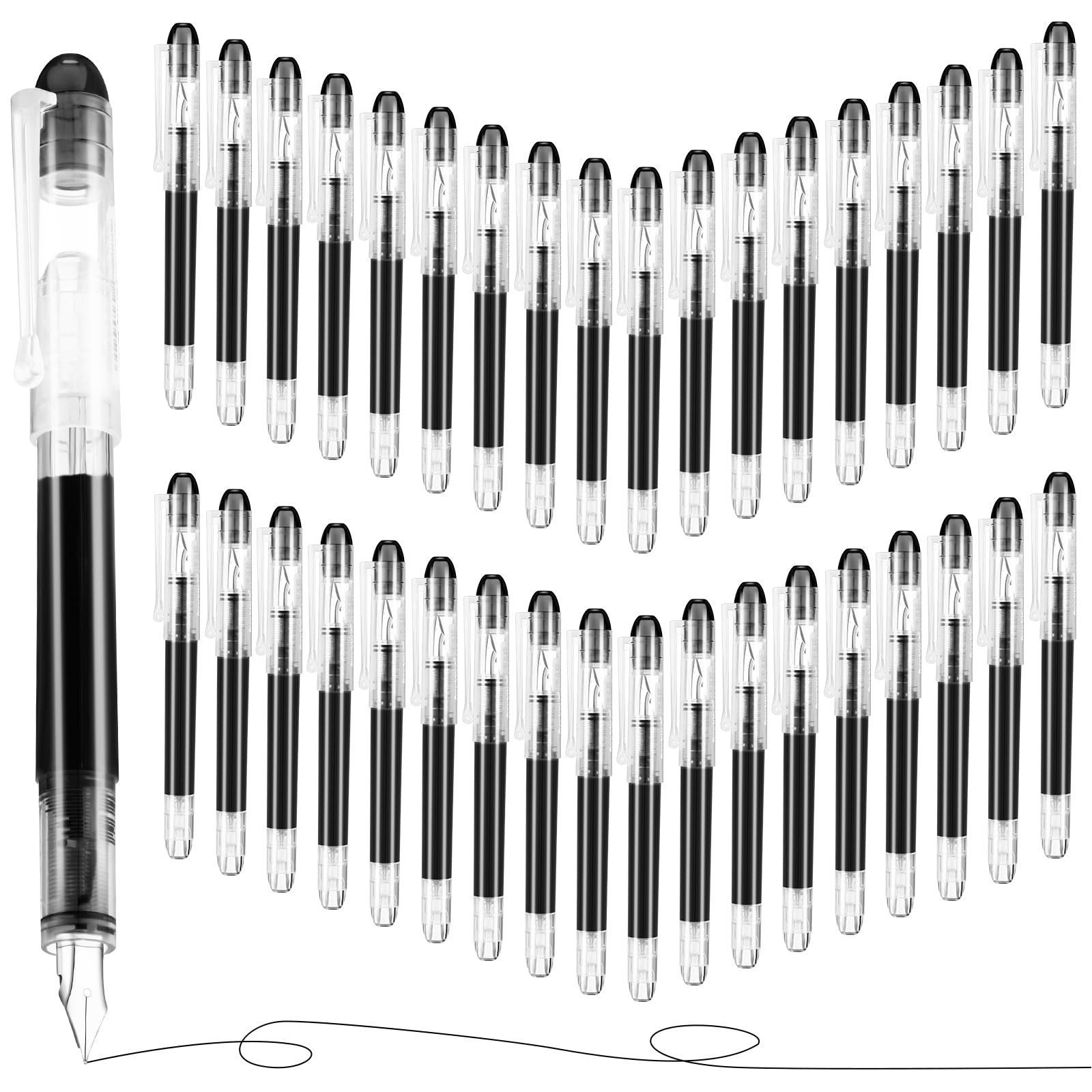 36 Pcs Disposable Fountain Pens, Back to School Quick Drying Ink Pen, Calligr...