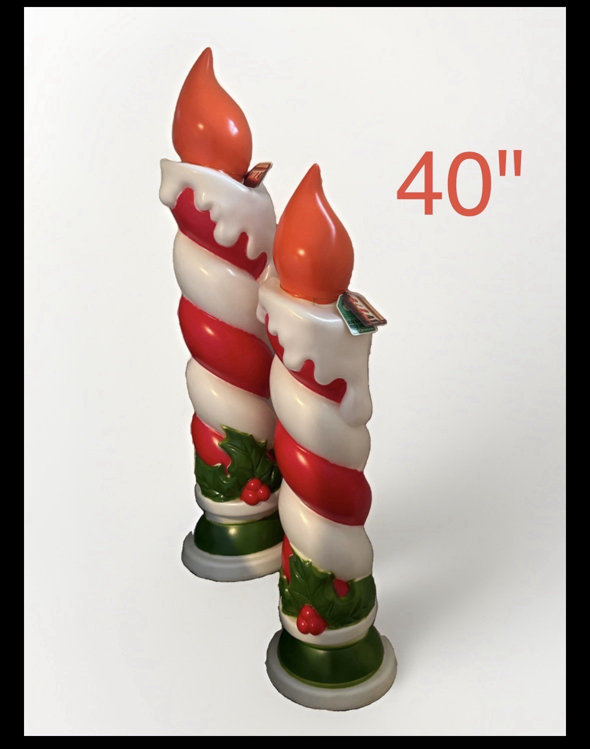 Set of 2 Mr Christmas Blow Mold 40 inch 3.5' Light Up Candle Pair NEW