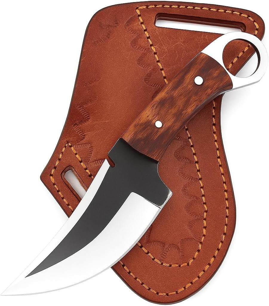 Handmade Tracker Hunting Knife 8 Inch Carbon Steel Full Tang Fixed Blade Camping
