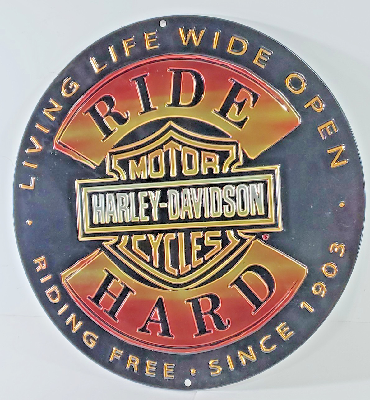 2011 Harley-Davidson Ride Hard Collectible Metal Sign Living Life Wide Open 1903