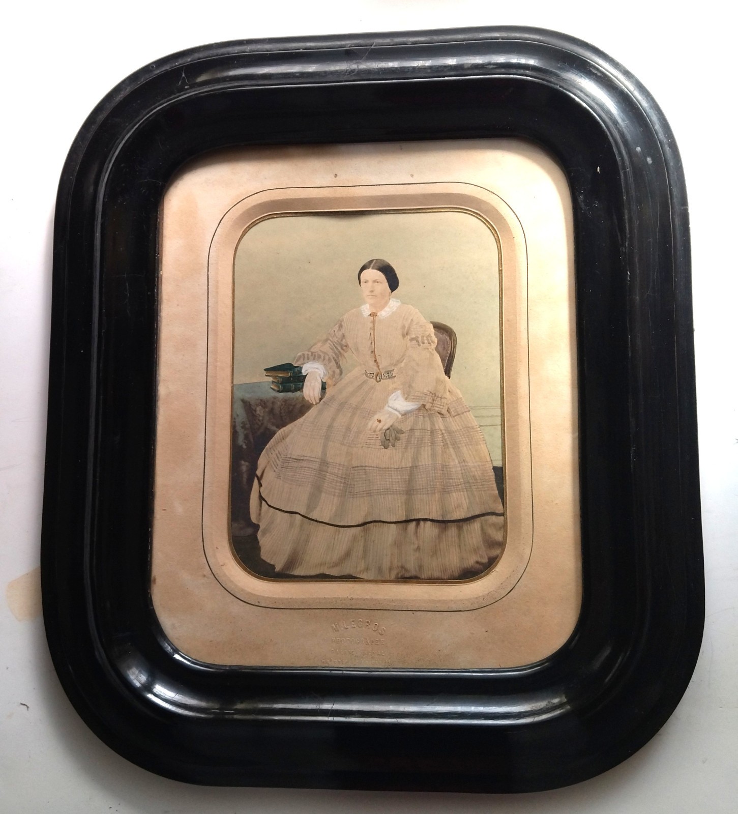 Photo PAPER ALBUMIN enhanced framed photographer M.LEGROS circa 1850 Photo PAPER ALBUMIN enhanced framed photographer M.LEGROS circa 1850