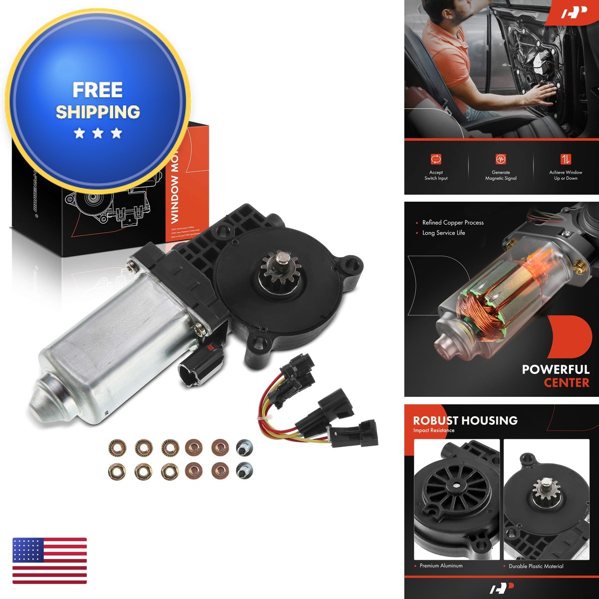 A-Premium Power Window Lift Motor 2-Pin Plug