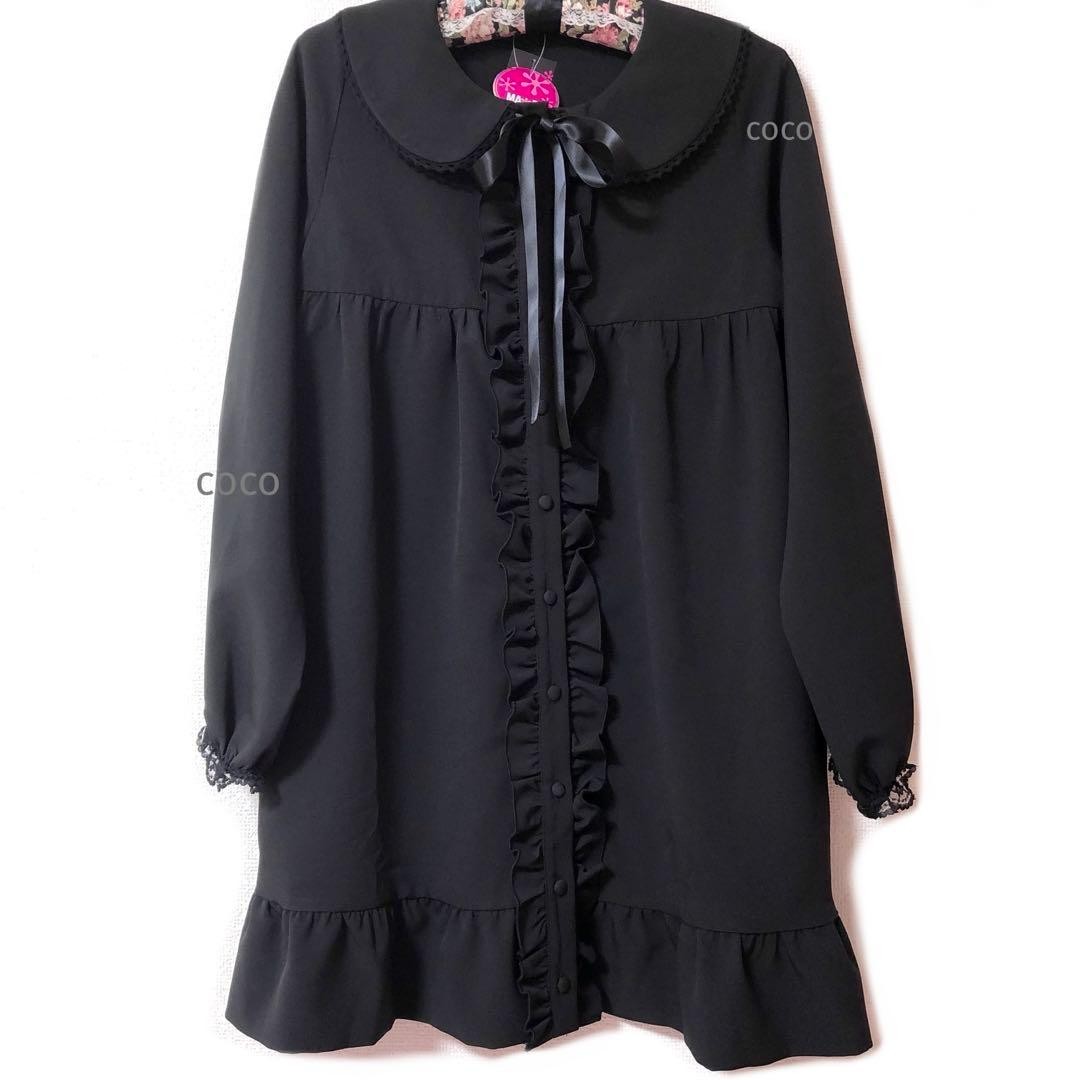 Black Lace Dress Gothic Lolita M Princess Melody Ruffle & Ribbon Japan