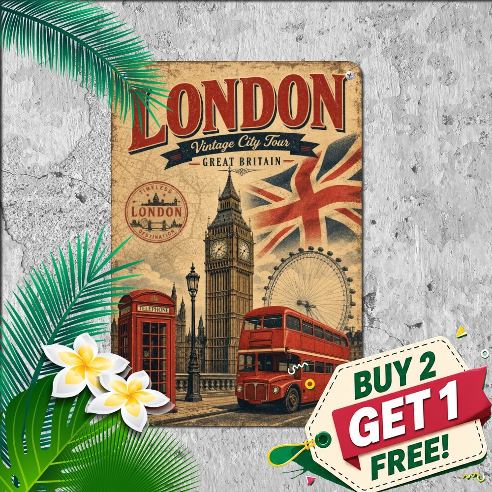 Historic Red Telephone Box London England Street Plaque Metal Tin Sign 8x12