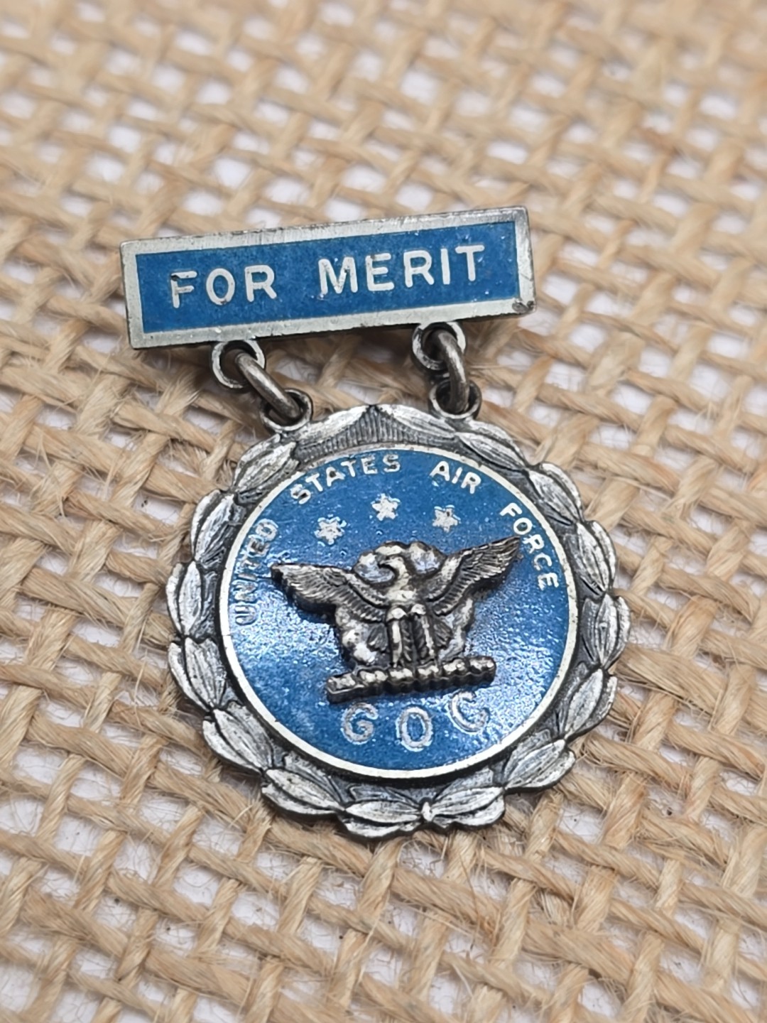 VIntage WWII Sterling Silver USAF GOC Merit Pin 1.25