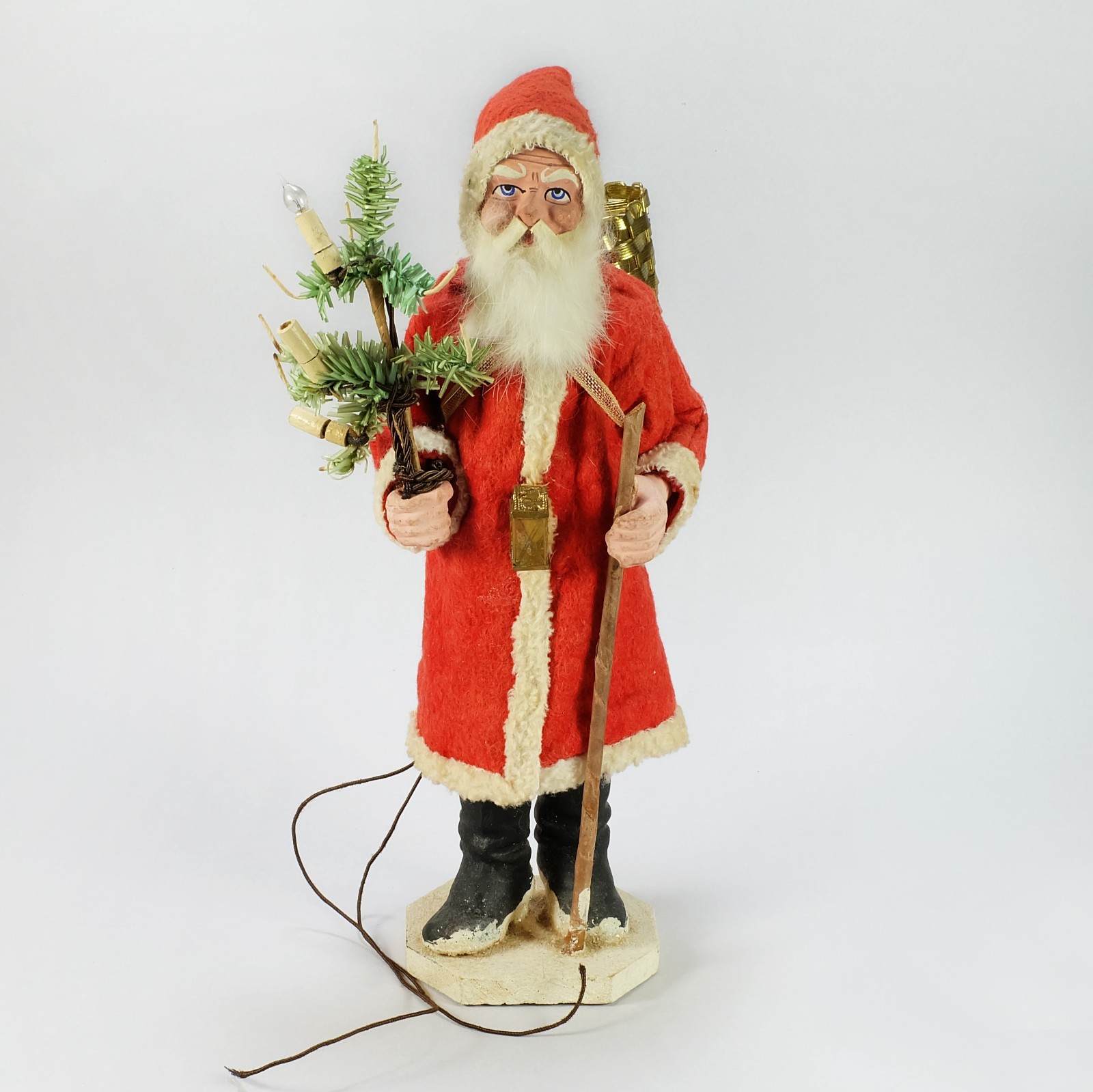 1920s Rare Santa Claus Candy Container with Light-Up Christmas Tree 9.5