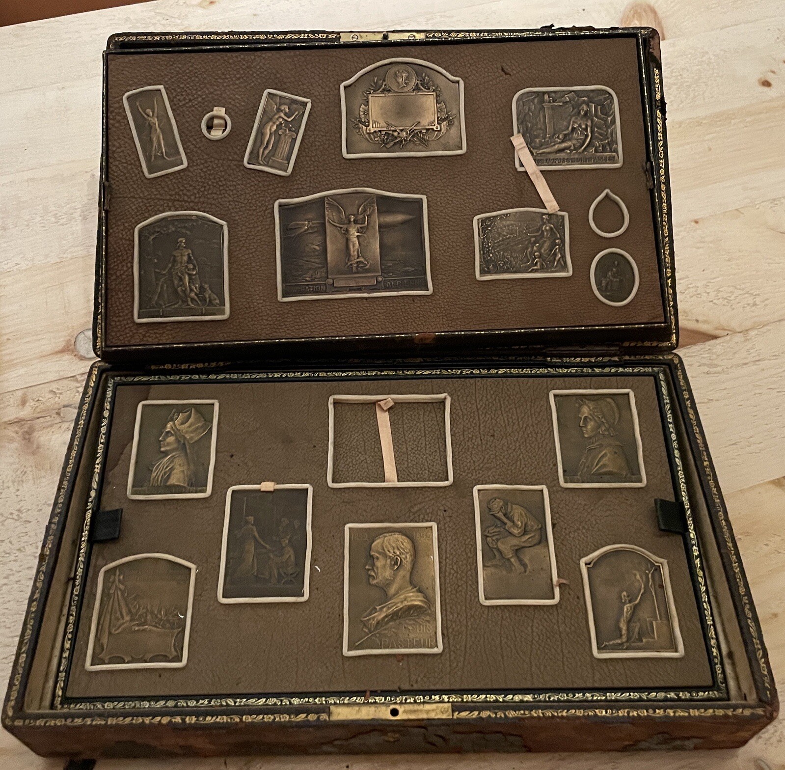 15 Bronze Plaque Medallion Stories Assorted Rare Antique Relief Plaquettes Set