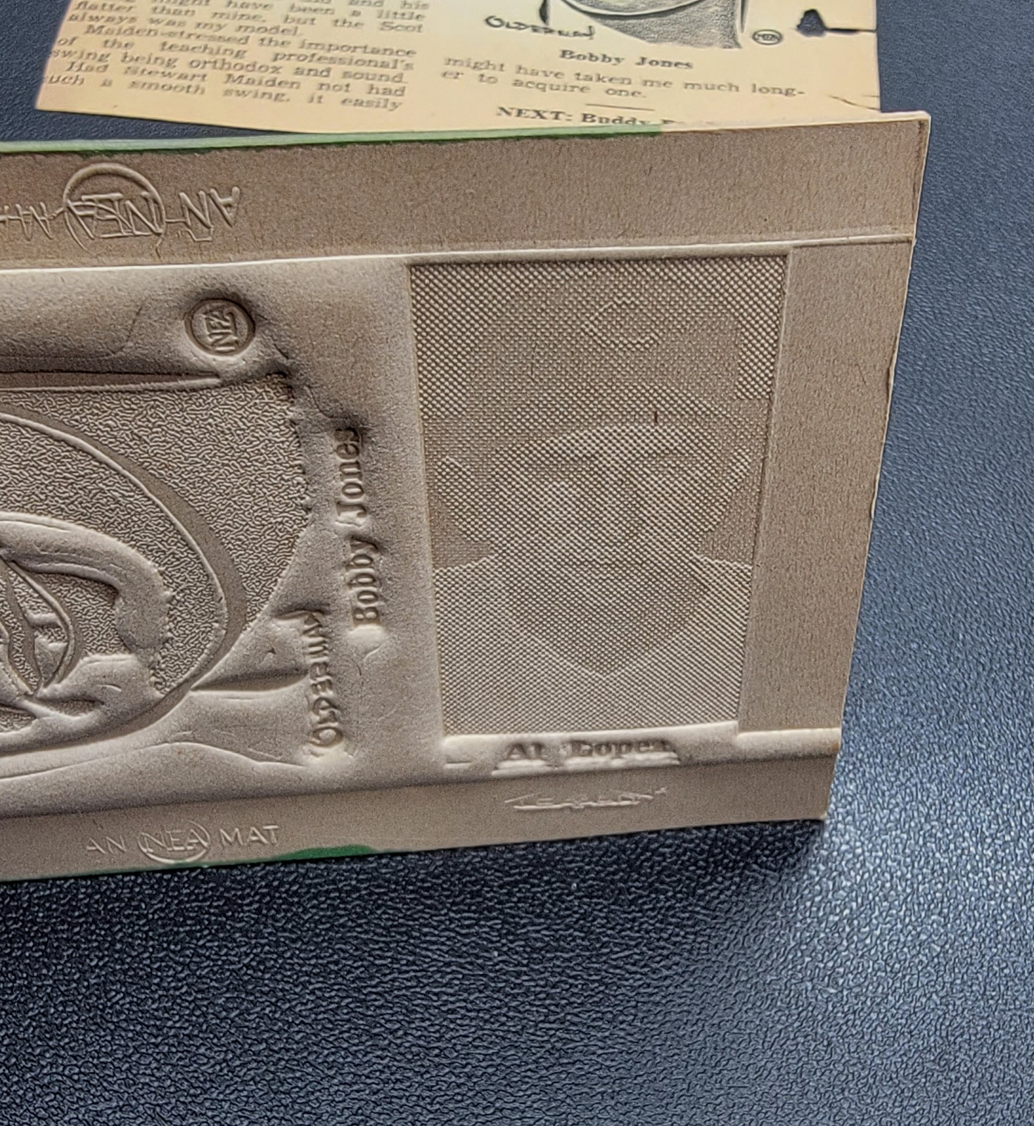 1950 HOF Golfer Bobby Jones, Baseball Al Lopez Newspaper Flong Printing Plate 1950 HOF Golfer Bobby Jones, Baseball Al Lopez Newspaper Flong Printing Plate