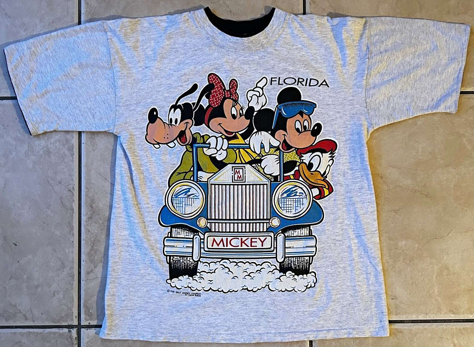 Vtg 80s RARE Walt Disney World Florida Mickey Mouse Donald Goofy T Shirt Ringer