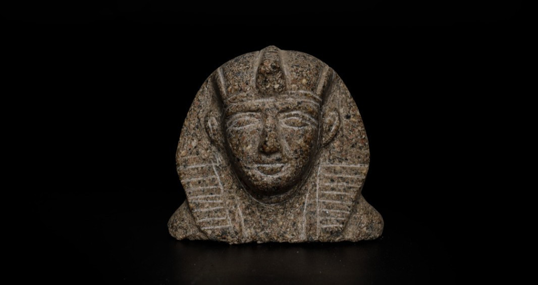 Ancient Egyptian Antiques Pharaoh Bust Nemes Headdress Granite Stone Statue BC