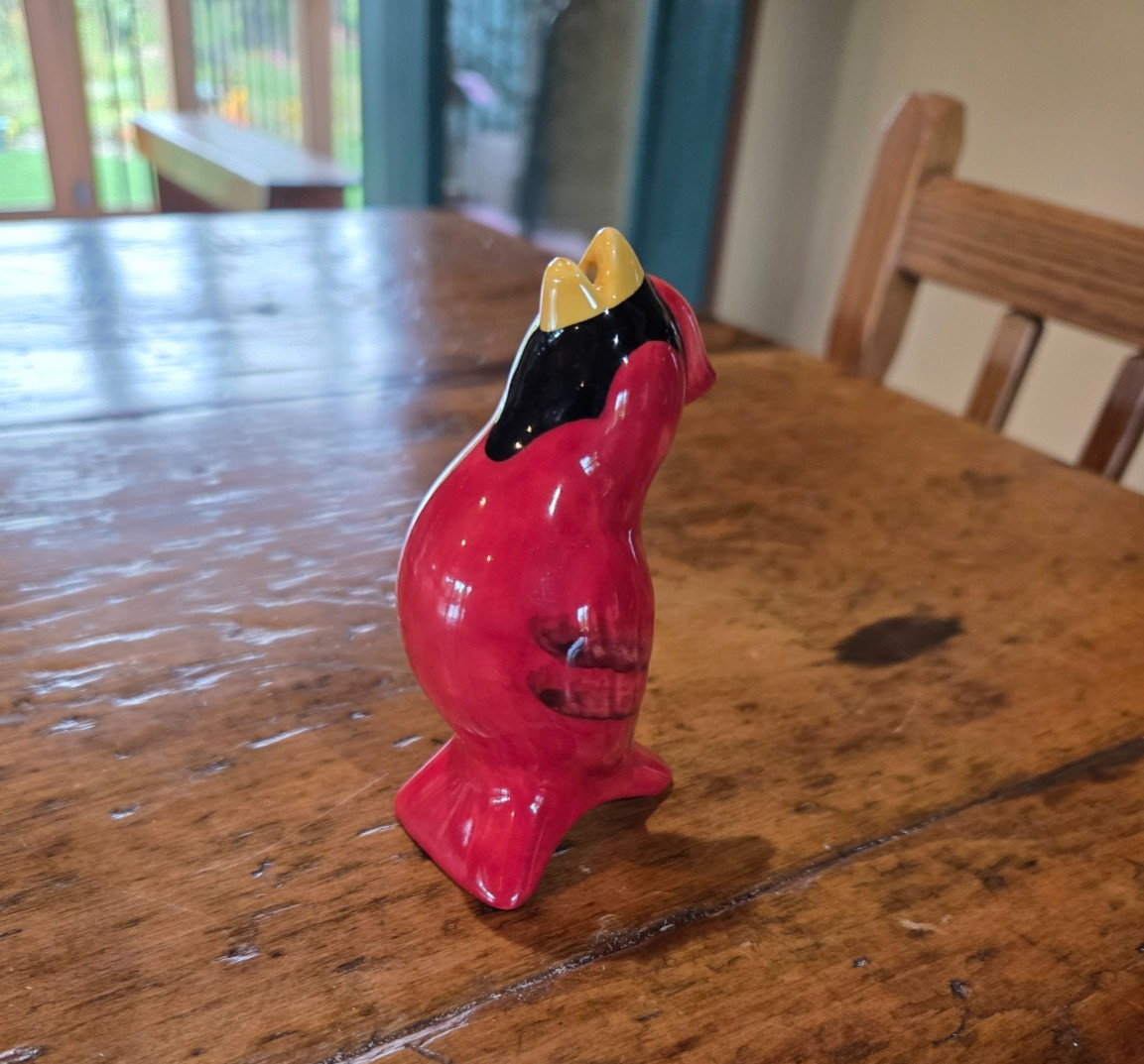 Pfaltzgraff Red Cardinal Pie Bird Vent Whistle ORG. VTG. VG Stamped 4”