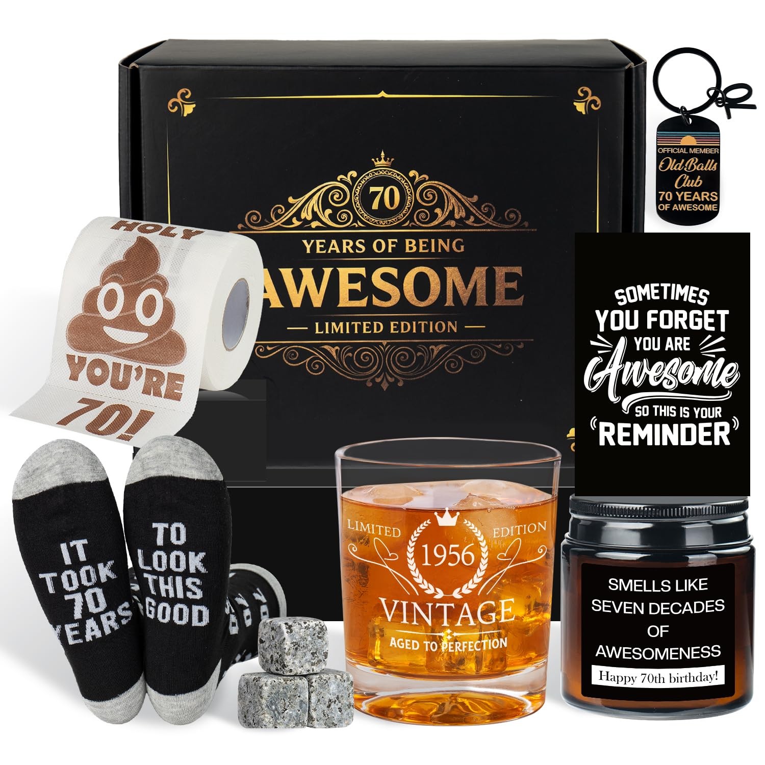70th Birthday Gifts for Men, 6 Pcs Cool 10 Ounces, gift set 70th Birthday Gifts for Men, 6 Pcs Cool 10 Ounces, gift set