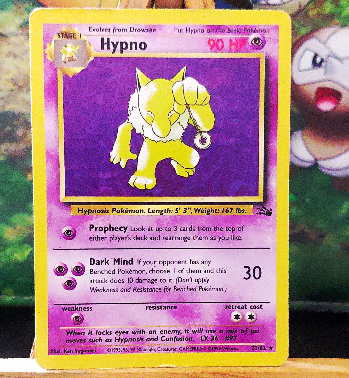 Pokémon TCG Hypno 23/62 Fossil Unlimited Rare 90HP English 1999