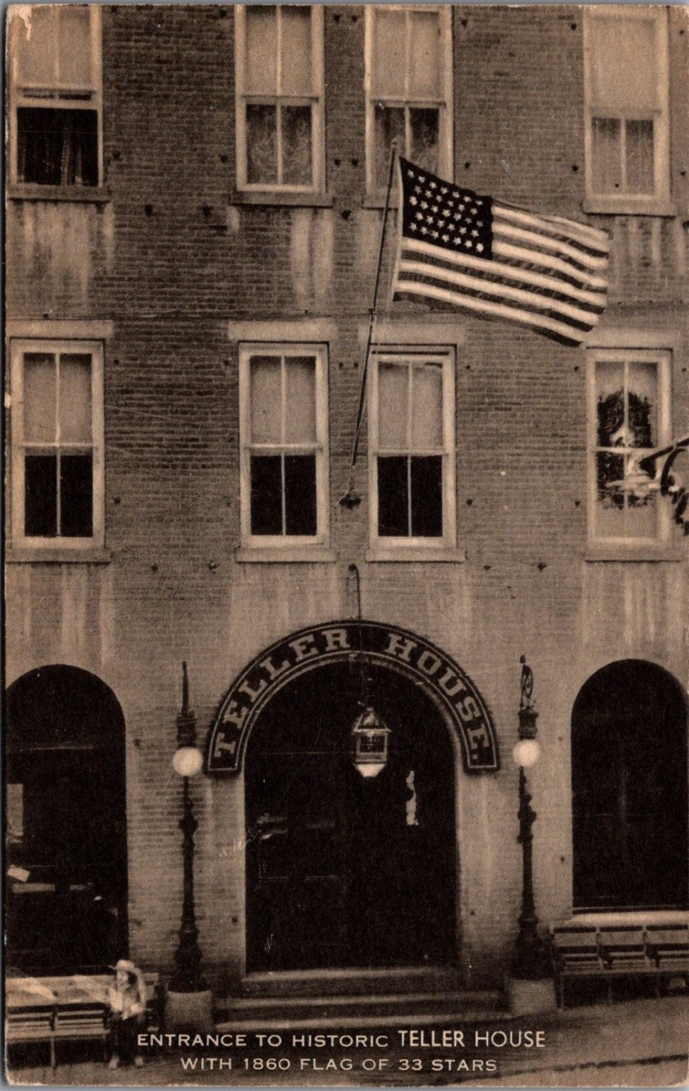 Historic Teller House Central City CO 1860 Flag 33 Stars Vintage Postcard
