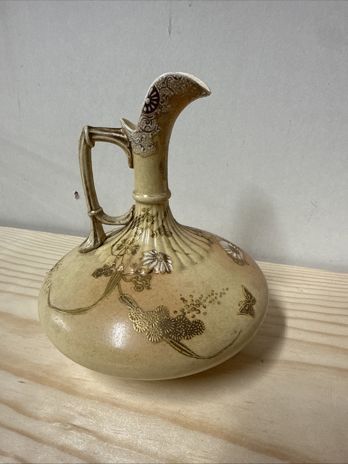 Antique A K Ewer Handpainted Gilded Pitcher Vase