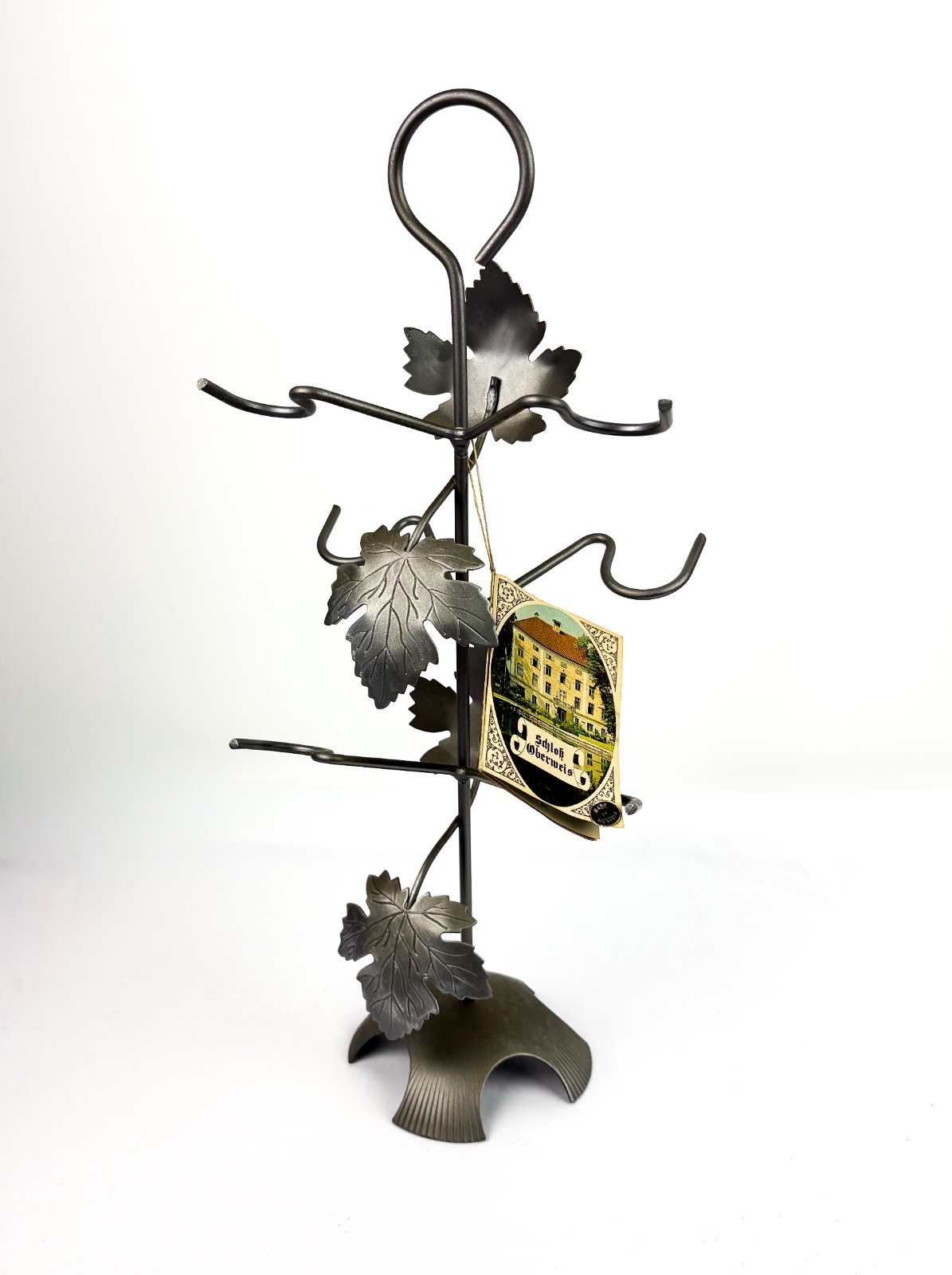 Vintage Handmade Metalwork Oberweis Castle Maple Leaf Jewelry Holder Tree