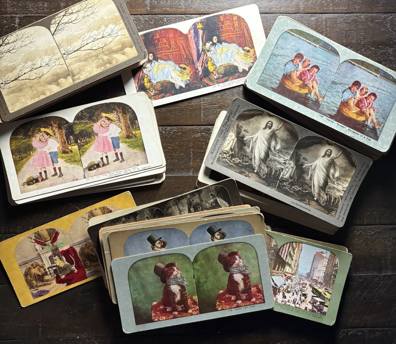 Estate find huge Lot (125) Antique Stereoview Cards: late 1800s - early 1900s Estate find huge Lot (125) Antique Stereoview Cards: late 1800s - early 1900s