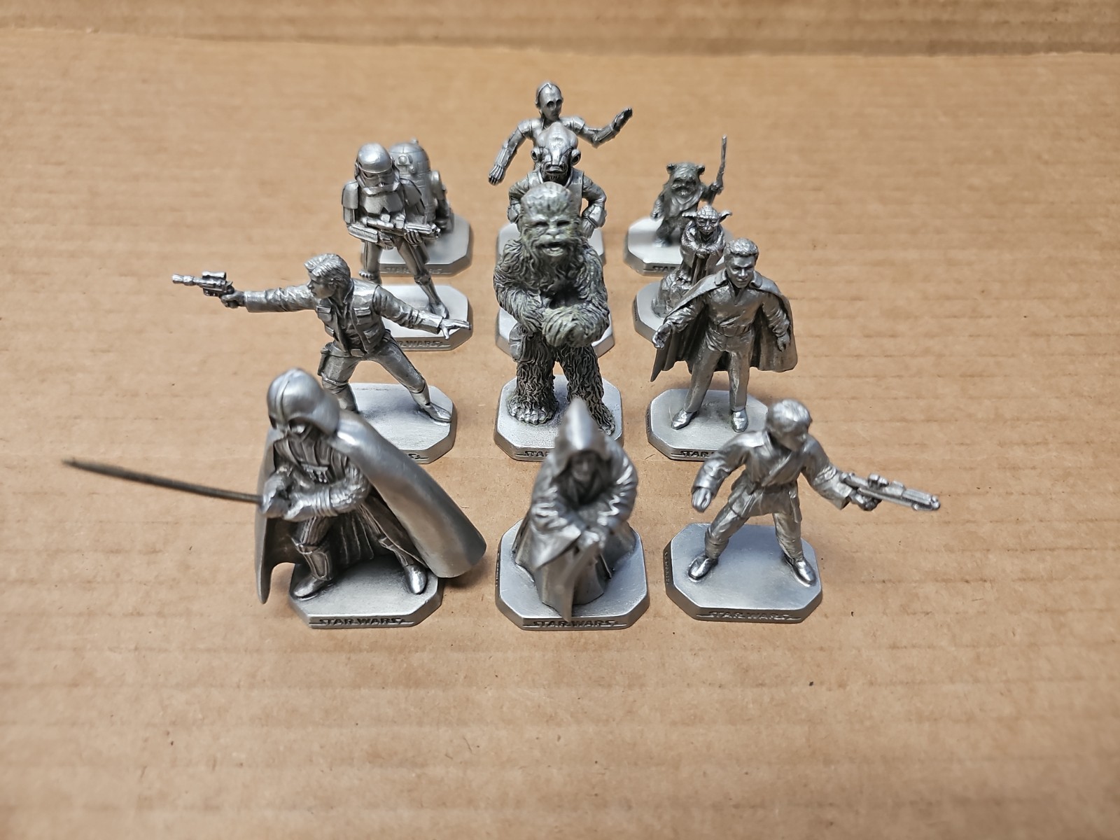 12 Lot Vintage Star Wars Rawcliffe Pewter Figurine Vader Obi-Wan Luke Han Yoda +