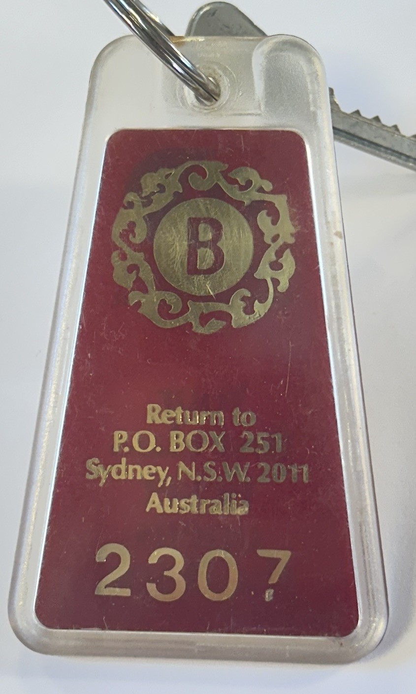 Boulevard Hotel Sydney Australia Hotel Room Key #2307 Fob