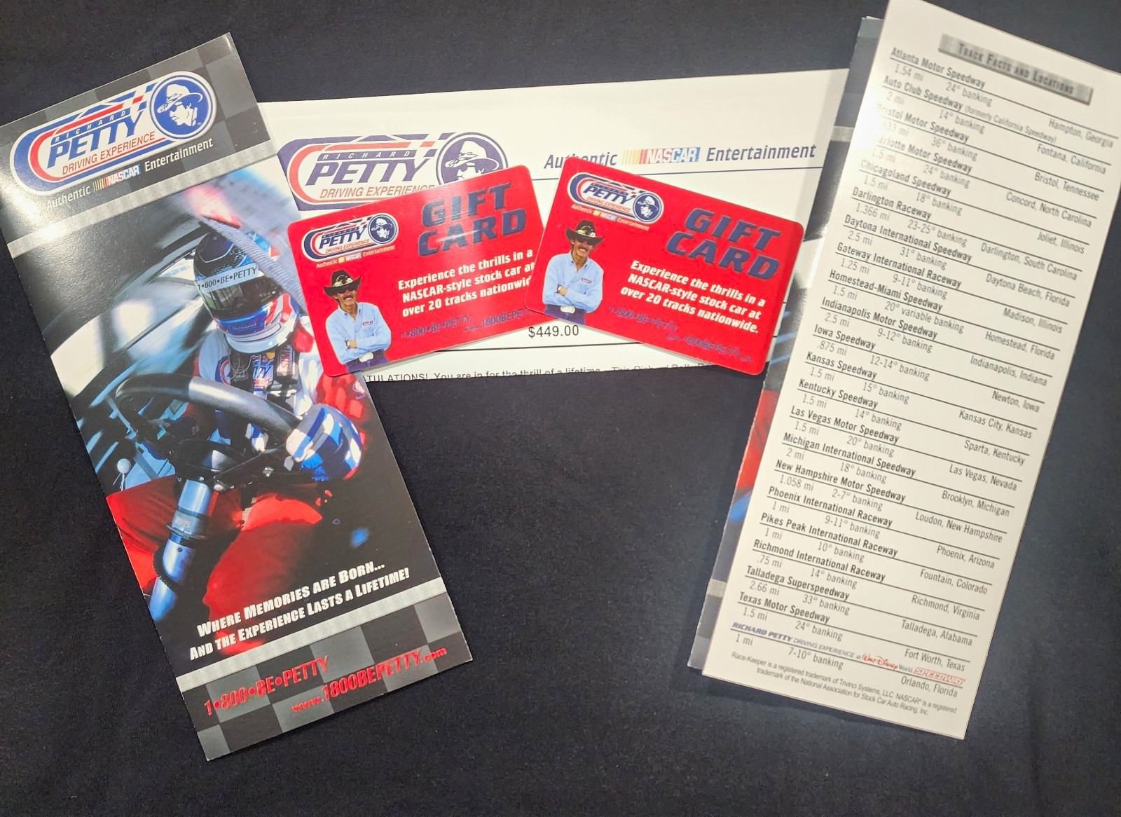 Richard Petty Driving Experience NASCAR Gift Cards Lot of 2 (2007)