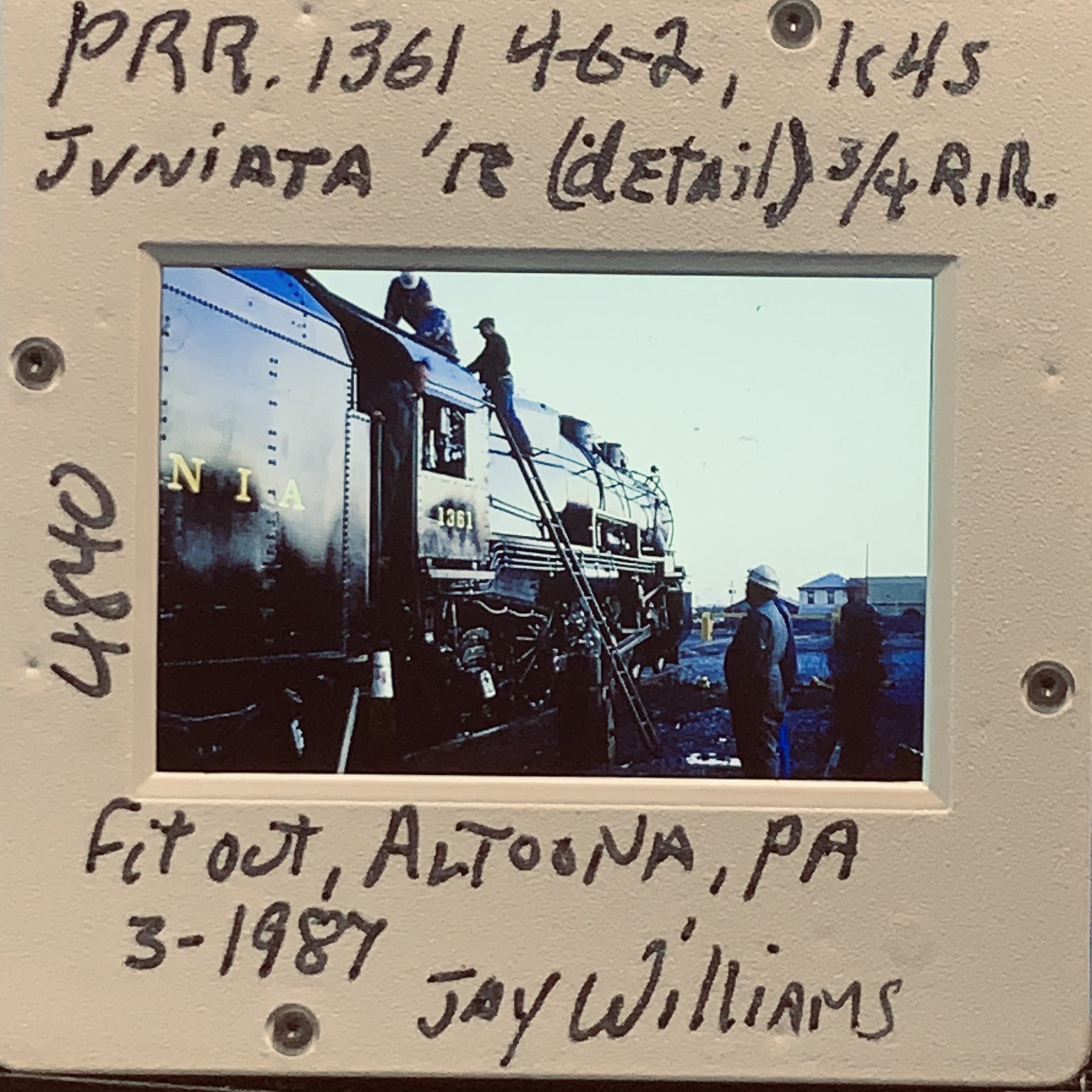 PRR 1361 K4S Juniata Steam Locomotive Altoona PA 1987 Jay Williams 35mm Slide