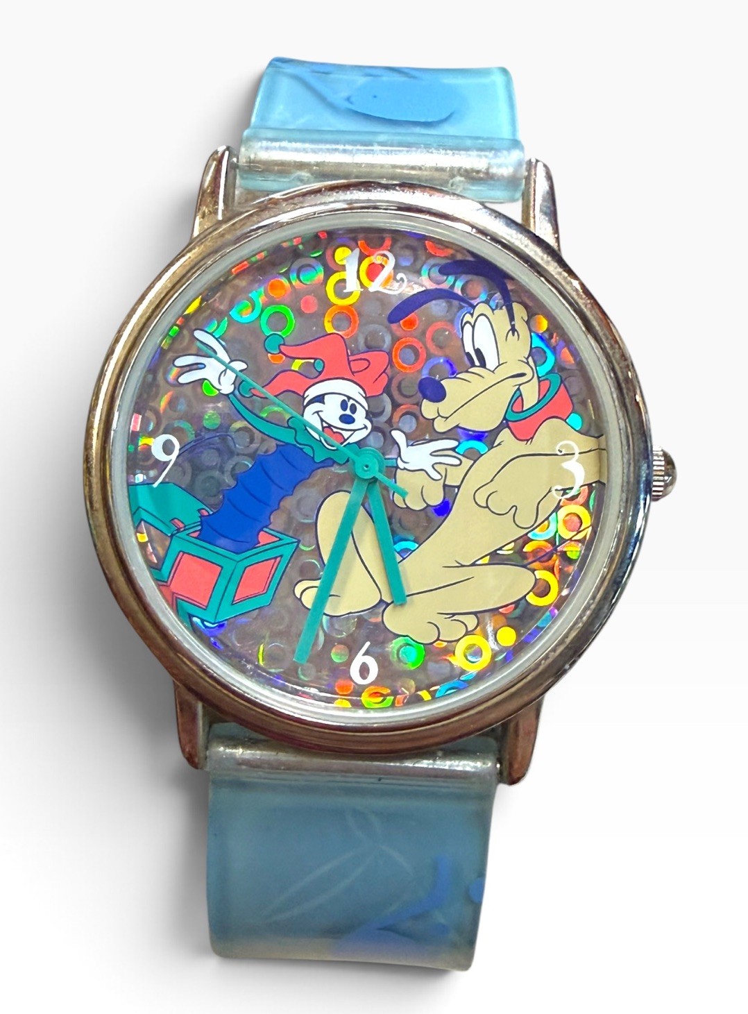 Vintage 1990s Y2K Disney Pluto Scared Jack In Box Watch New Battery Holographic Vintage 1990s Y2K Disney Pluto Scared Jack In Box Watch New Battery Holographic