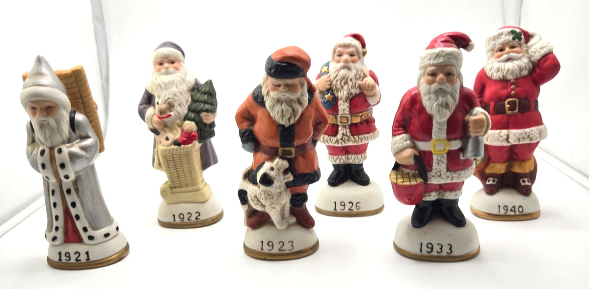Vintage Lenox Memories of Santa 1994 Porcelain Figurines Set of 6 1921-1940