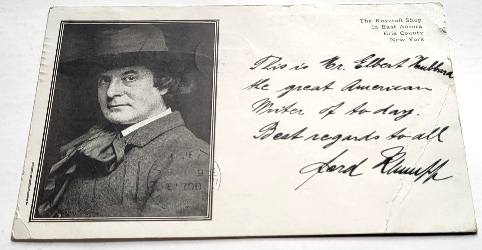 ELBERT HUBBARD THE ROYCROFT SHOP EAST AURORA NY Handwritten Promo PMC