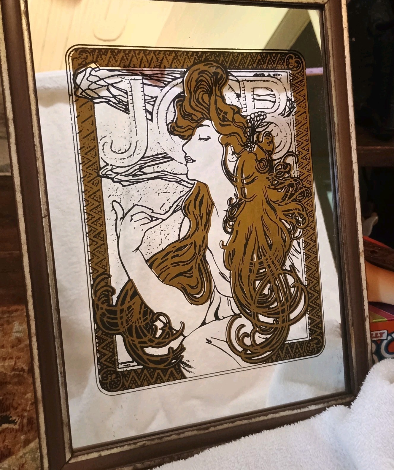 Vintage, JOB Cigarette Advertising Mirror. Alphonse Mucha. Excellent Condition. 