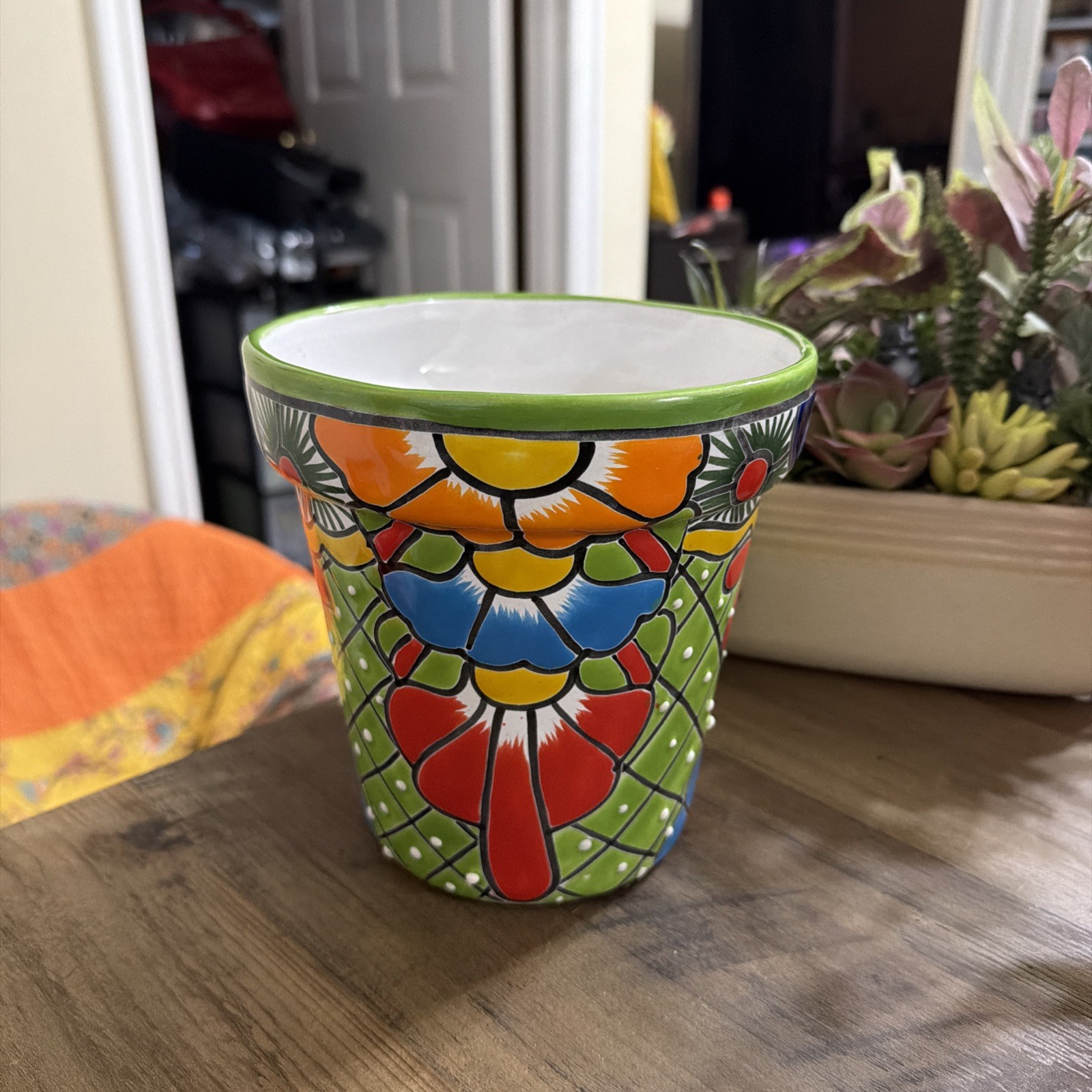 Handmade Mexican Talavera Ceramic Planter - 6.5\