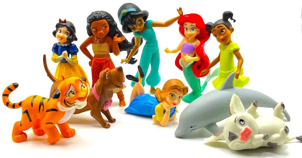 DISNEY PRINCESS PETS Figure Play Set PVC TOY Moana ARIEL Jasmine RAJAH Pua TIANA