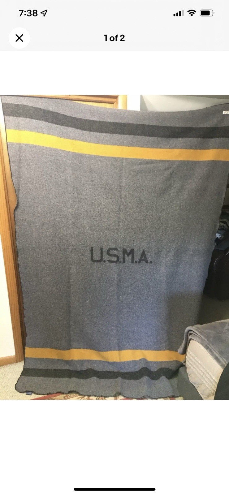 USMA West Point Cadet Army Military Grey Girl Wool Blanket